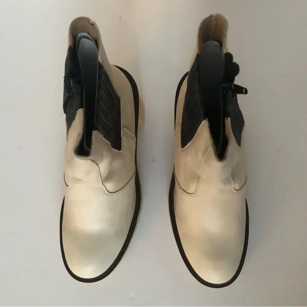 Free People James Chelsea Boots Platform White Leather NIB Size 38.5 Chunky